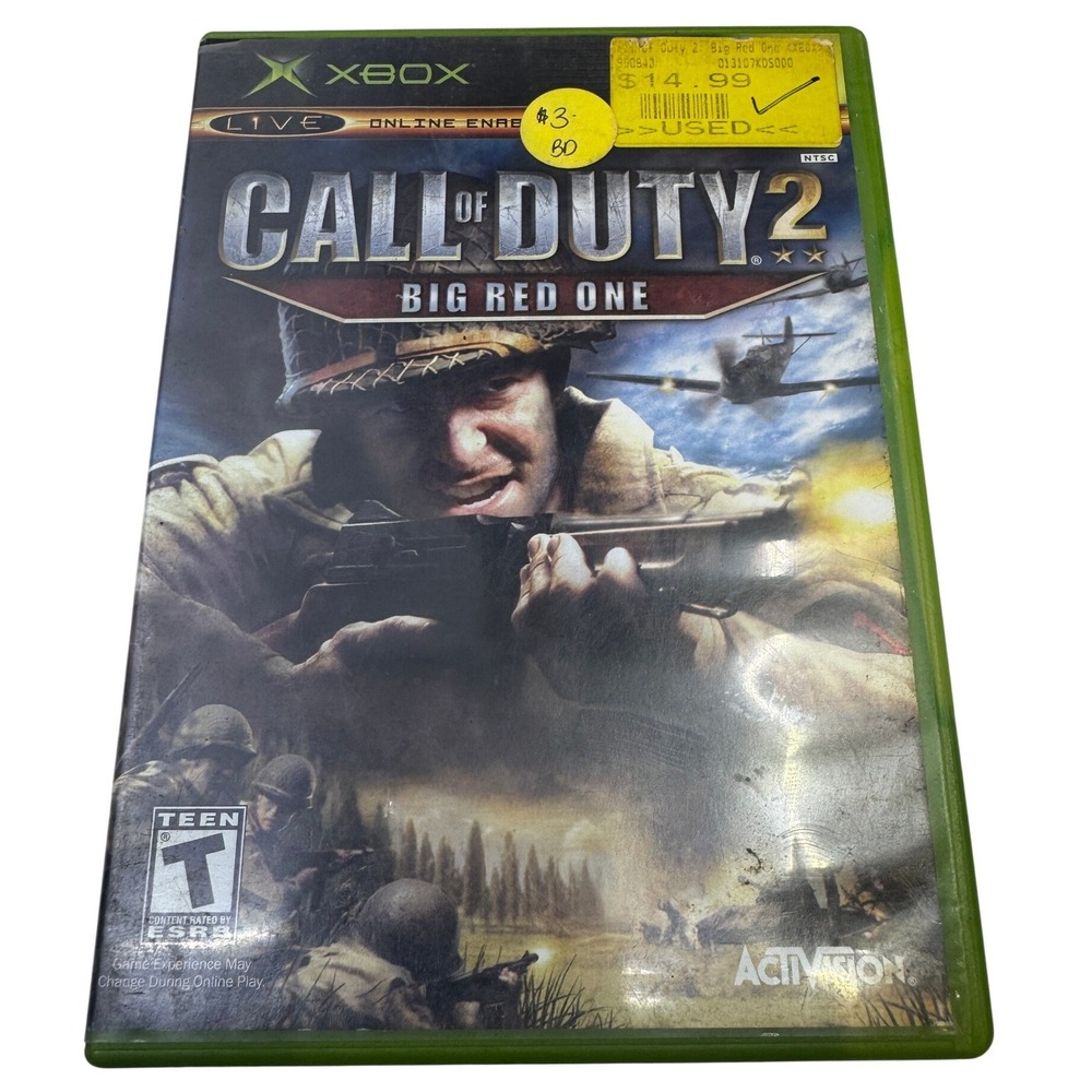 Call of Duty 2 Big Red One Microsoft Xbox Activision Video Game WWII Shooter